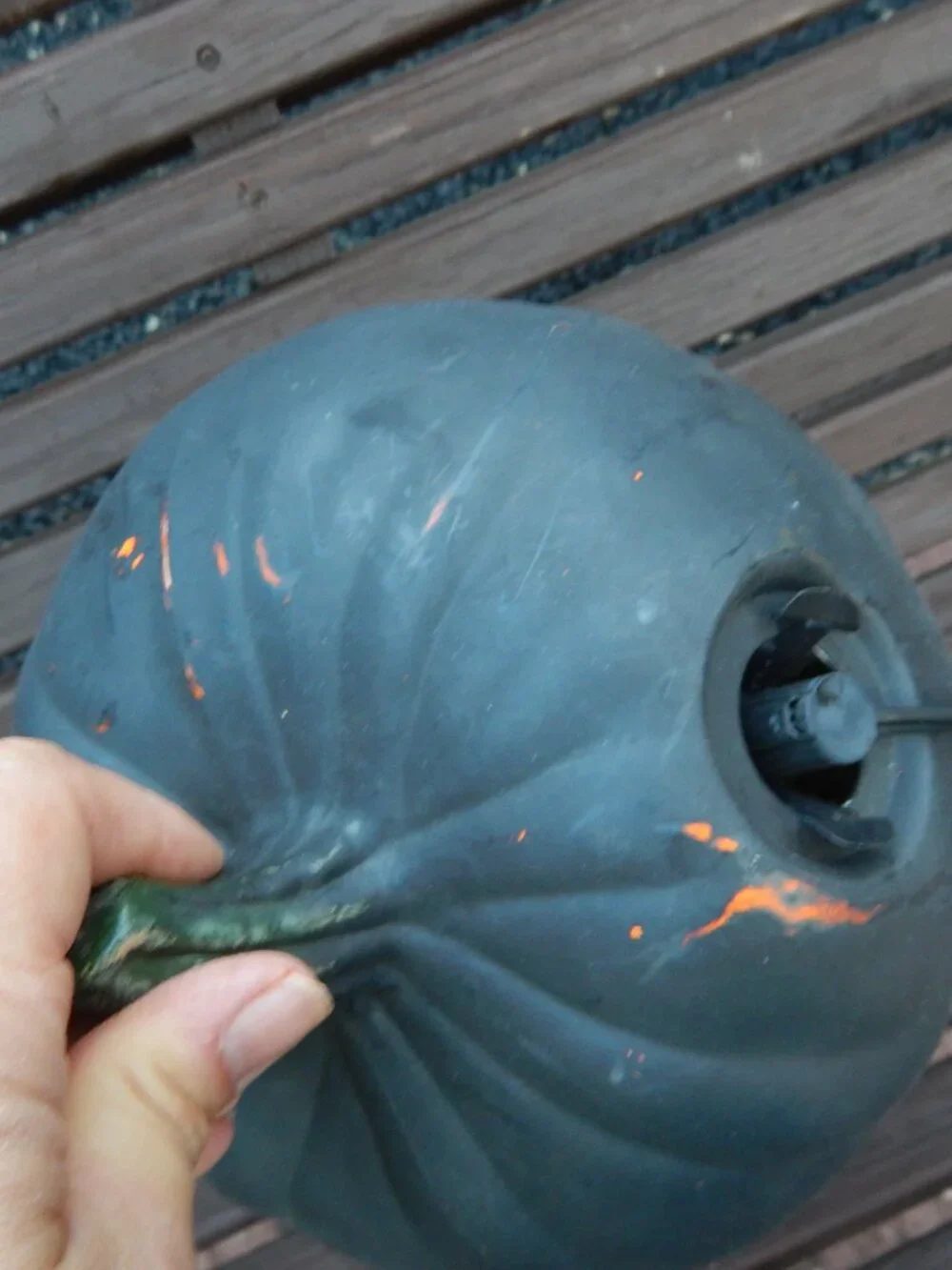 Halloween Black Jack O Lantern Plastic Light Blow Mold Style Decor Pumpkin
